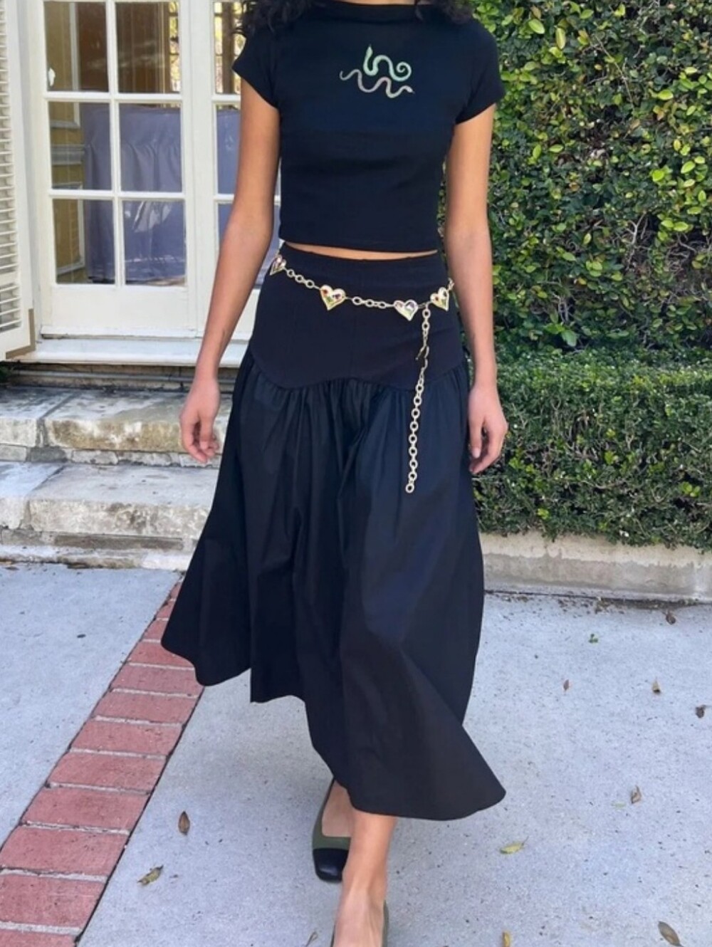 Lisa Says Gah Penny Midi Length Skirt Black Size Large